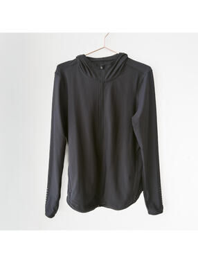 Old Navy Active Black Full Zip Hooded Athletic Jacket Reflective Size XL